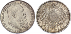 Germany - Empire Bavaria 2 Mark 1911 D
KM# 997; Silver; Otto; 90th Birthday of Prince Regent Luitpold; UNC
