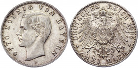 Germany - Empire Bavaria 2 Mark 1905 D
KM# 913; AKS# 204; J. 45; Silver 11.10 g.; Otto; Mint: Munich; AUNC