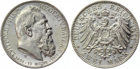 Germany - Empire Bavaria 2 Mark 1911 D
KM# 997; J. 48; Silver 11.13 g.; 90th Birthday of Prince Regent Luitpold; Otto; Mint: Munich; Proof