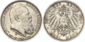 Germany - Empire Bavaria 3 Mark 1911 D
KM# 998; Silver; Otto; 90th Birthday of Prince Regent Luitpold; UNC- with minor hairlines