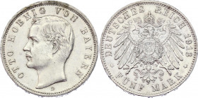 Germany - Empire Bavaria 5 Mark 1913 D
KM# 915; Silver; Otto; XF+/AUNC-