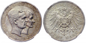 Germany - Empire Brunswick-Wolfenbüttel 5 Mark 1915 A PP NNR PF 62
KM# 1164; Silver; Ernst August; Ernst August Wedding and Accession; Mint: Berlin; ...