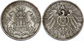 Germany - Empire Hamburg 2 Mark 1900 J
KM# 612; Silver