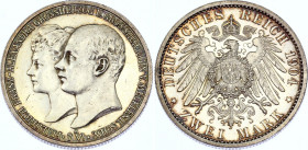 Germany - Empire Mecklenburg-Schwerin 2 Mark 1904 A Proof
KM# 333; Silver, Proof; Mintage 6000 Pcs; Wedding of Duke Friedrich Franz IV
