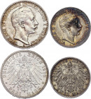 Germany - Empire Prussia 2 & 3 Mark 1902 - 1910 A
KM# 522, 527; Silver; Wilhelm II
