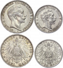 Germany - Empire Prussia 2 & 3 Mark 1904 - 1909 A
KM# 522, 527; Silver; Wilhelm II
