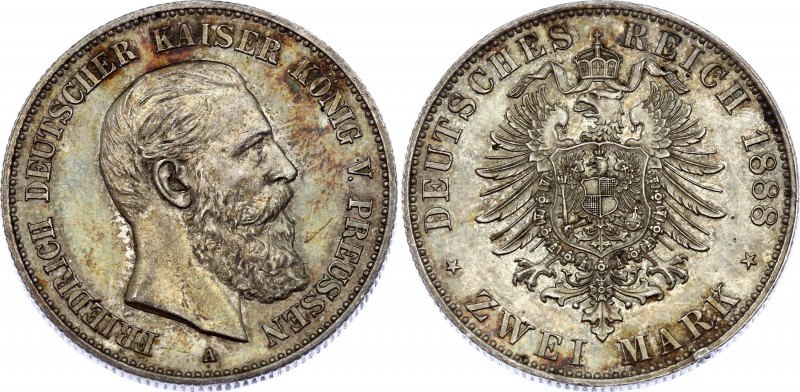 Germany - Empire Prussia 2 Mark 1888 A
KM# 510; Silver; Friedrich III; UNC with...