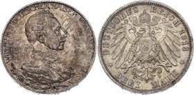 Germany - Empire Prussia 3 Mark 1913 A
KM# 535; Silver; Wilhelm II; 25th Anniversary of the Reign of King Wilhelm II; UNC with minor hairlines