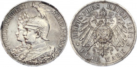Germany - Empire Prussia 5 Mark 1901 A
KM# 526; Silver; Wilhelm II; 200th Anniversary of the Kingdom of Prussia; UNC with hairlines & nice toning
