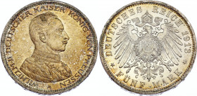 Germany - Empire Prussia 5 Mark 1913 A
KM# 536; Silver; UNC- with hairlines & beautiful golden toning