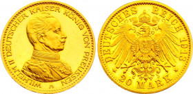 Germany - Empire Prussia 20 Mark 1913 A PP
KM# 537; Gold (.900) 7.96 g., 22.5 mm.; Proof; with hairlines