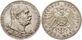 Germany - Empire Saxe-Altenburg 5 Mark 1903 A
KM# 40; J. 144; Silver 27.73 g.; Ernst’s 50th Year of Reign; Ernst I; Mint: Berlin; AUNC