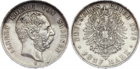 Germany - Empire Saxony 5 Mark 1876 E
KM# 1237; Silver; Albert; XF