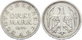 Germany - Weimar Republic 3 Reichsmark 1924 A
KM# 43; Silver; XF