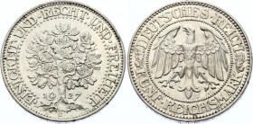 Germany - Weimar Republic 5 Reichsmark 1927 F
KM# 56; Silver, AUNC, remains of mint luster.