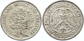 Germany - Weimar Republic 5 Reichsmark 1932 G
KM# 56; Silver, AUNC, remains of mint luster.