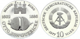 Germany - DDR 10 Mark 1977
KM# 65; Silver, Proof; Mintage 6000 pcs; Otto von Guericke