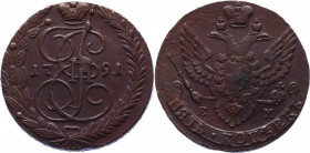 Russia 5 Kopeks 1791 ЕМ
Bit# 645; Copper 47,60g.; AUNC