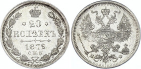 Russia 20 Kopeks 1879 СПБ HФ
Bit# 232; Conros# 146/60; Silver 3,56g.; Alexander II; AUNC