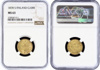 Russia - Finland 10 Markkaa 1878 S R NGC MS63
Bit# 614 (R); Gold (.900) 3.23g. Alexander II; UNC. Rare grade for old date.