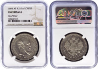 Russia 1 Rouble 1893 АГ NGC UNC
Bit# 77; Silver. Alexander III; UNC. Mint luster. Rare in any grade.