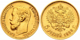 Russia 5 Roubles 1898 АГ
Bit# 20; Conros# 20/3; Gold (.900) 4,28g.; Nicholas II; AUNC