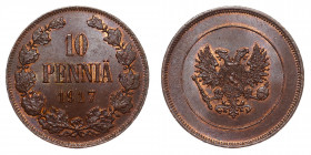 Russia - Finland 10 Pennia 1917
Bit# GSF3; Copper; UNC
