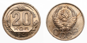 Russia - USSR 20 Kopeks 1941
Y# 111; Copper-Nickel; UNC
