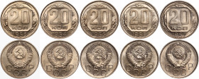Russia - USSR Lot of 5 Coins
20 Kopeks; Cu-Ni; UNC