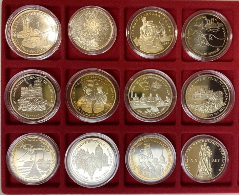 Russia - USSR 12 x 3 Roubles 1985 - 1995
Proof; Various Dates & WWII Motives; S...