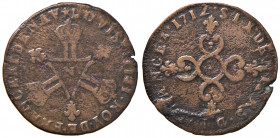 FRANCIA. Luigi XIV (1643-1715). 6 Deniers 1712 N (Montpellier). Cu. Gadoury 85; Dr.417; Dy.1593. Pulita.
MB+