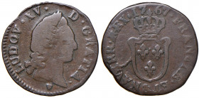 FRANCIA. Luigi XV (1715-1774). 1/2 Sol 1767 & (Aix). Cu. Dy.1697; Drs.604; KM 541
MB+