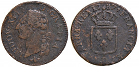 FRANCIA. Luigi XVI (1774-1792). Sol 1787 D (Lyon). Cu. Gadoury 350. KM 578.5.
BB