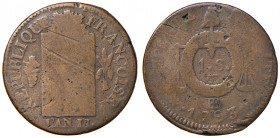 FRANCIA. Convencione (1792-1795). 1 Sol aux Balances 1793 BB (Strasbourg). Cu. Gadoury 19.
MB