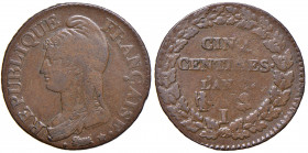 FRANCIA. Direttorio (1795-1799). 5 centimes L'An. 5 I (Limoges). Cu. Gadoury 126.
BB