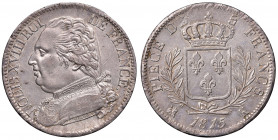 FRANCIA. Luigi XVIII (1815-1824). 5 Franchi 1815 K (Bordeaux). AG (g 25,00). Gad.591. Fondi brillanti
SPL+