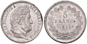 FRANCIA. Luigi Filippo (1830-1848). 5 francs 1831 A (Paris). AG (g 25). Gad.677.
qSPL