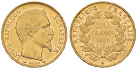 FRANCIA. Luigi Napoleone. (1851-1852). 20 Franchi 1852 A. AU (g 6,45). Gad.1060.
qSPL/SPL