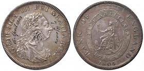 GRAN BRETAGNA. Giorgio III (1760-1820). 5 Shillings (Dollar) 1804. AG (g 26,94). KM Tn1. Dedica incisa a bulino al D/. Gradevole patina da monetiere....