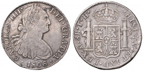 MESSICO. Carlo IV (1788-1808). 8 Reales 1806 TH. AG (g 26,91). KM 109; Cal.705.
BB