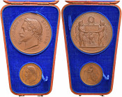 FRANCIA. Napoleone III (1852-1870). Coppia di medaglie 1867. BR (Ø 68,02 g 159,81 - Ø 37,01 g 21,64). Opus: H. Ponscarme F. Esposizione universale di ...