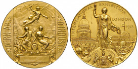 GRAN BRETAGNA. Medaglia 1913. BR dorato ( Ø 59 mm - g 90,39). Opus: Revillon. Per l'esposizione internazionale di Londra di arte moderna.
SPL+
