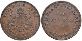 AUSTRALIA. Gettone della Thomas Stokes Makern. Melbourne 1862. CU (g 13,5 - 35 mm). KM Tn221.1.
BB