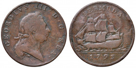BERMUDA. Giorgio III (1760-1820). Penny 1793. CU (g 13,3 - 31 mm). KM 5. Colpi al bordo.
MB