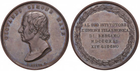 BERGAMO. Giovanni Simone Mayr (1763-1845). Medaglia 1841. BR (Ø 51,90 mm. g 60,66). Opus: Luigi Cossa. Omaggio dell'Unione Filarmonica di Bergamo al c...