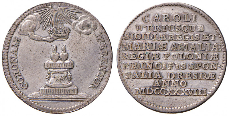 NAPOLI. Carlo di Borbone (1734-1759). Medaglia 1738 Coniata a Dresda. AG (Ø 23 m...