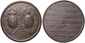NAPOLI. Ferdinando II di Borbone (1830-1859). Medaglia 1840 fusione in ferro. FE (Ø 108 mm. g 1060,00 ). Per la linea di confine tra lo Stato Pontific...