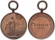 PALERMO. Medaglia 1848 per la rivoluzione Siciliana. Opus: Giuseppe Barone. CU (Ø 31,80 mm) Ricciardi 187. Brambilla 295. Piccola screpolatura di meta...