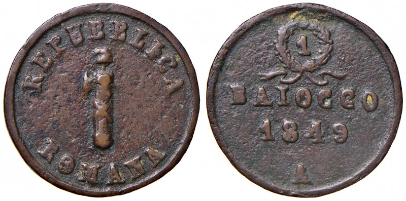 ANCONA. Seconda Repubblica Romana (1848-1849). Baiocco 1849. CU (g 10,00). Gig.3...