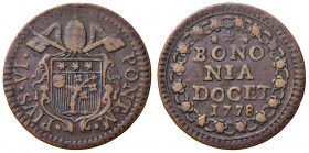 BOLOGNA. Pio VI (1775-1799). Quattrino 1778. CU (g 2,29). Munt.1778.
BB